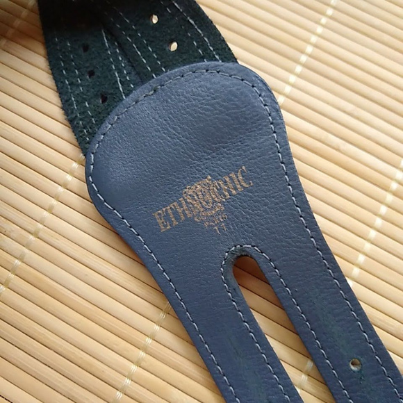 VINTAGE 80s Boho Gray Leather Belt Double Twist Double Buckle Wide Belt - Picture 7 of 8